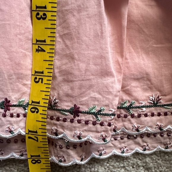Floral Embroidered Smocked Mini Skirt 100% Cotton Dusty Pink Medium Western Boho - Picture 7 of 7